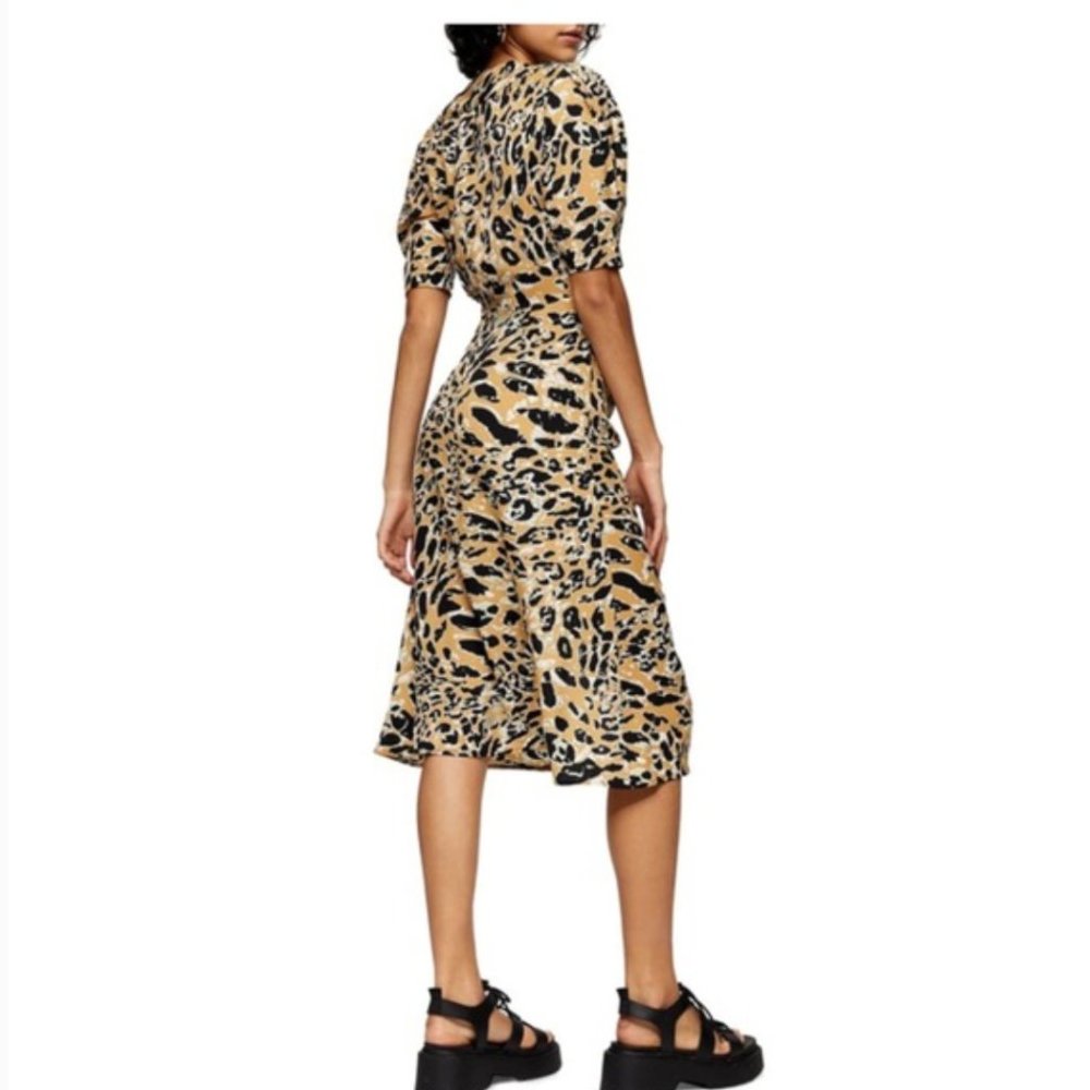 NWOT Leopard Print Mock Wrap Midi Dress - Picture 3 of 6